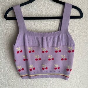 Purple Cherry Knit Tank Top